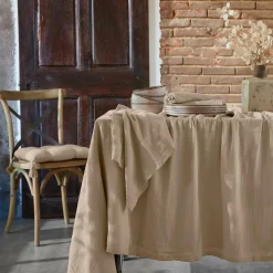 Nappe De Table|EMINZA Nappe rectangulaire gaze de coton (150 x 250 cm) Gaïa Ficelle