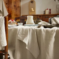 Nappe De Table|EMINZA Nappe rectangulaire lin lavé (170 x 250 cm) Louise Beige