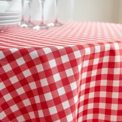 Nappe De Table|EMINZA Nappe ronde anti tache (180 cm) Elise Vichy Rouge Vichy-rouge