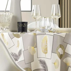 Nappe De Table|douceur d'intu017drieur Nappe ronde anti tache (180 cm) Natane Beige