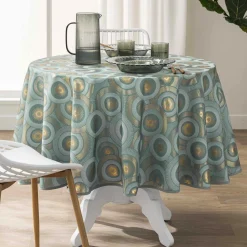 Nappe De Table|douceur d'intu017drieur Nappe ronde anti tache (180 cm) Eclipse Vert sauge