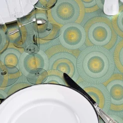 Nappe De Table|douceur d'intu017drieur Nappe ronde anti tache (180 cm) Eclipse Vert sauge