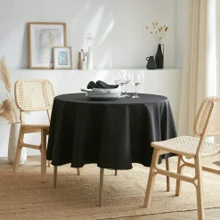 Nappe De Table|EMINZA Nappe ronde anti tache (180 cm) Elise e Noir