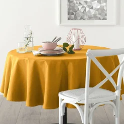 Nappe De Table|ATMOSPHERA Nappe ronde anti tache (D180 cm) Mina Jaune ocre