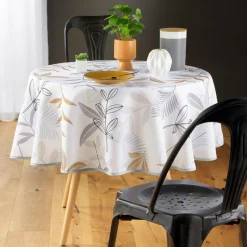 Nappe De Table|DOUCEUR D'INTERIEUR Nappe ronde anti-taches (D180 cm) Miraline e Gris