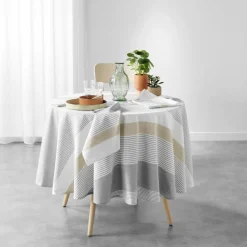 Nappe De Table|douceur d'intu017drieur Nappe ronde coton tissé (180 cm) Iliade he Blanc
