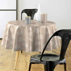 Nappe De Table|douceur d'intu017drieur Nappe ronde enduite PVC (160 cm) Feuillys he Blanc