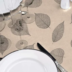 Nappe De Table|douceur d'intu017drieur Nappe ronde enduite PVC (160 cm) Feuillys Beige