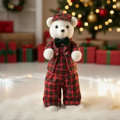 Père Noël, Animaux Et Personnage|KOOPMAN Ours de Noël (H52 cm) Teddy carreaux tartan Rouge
