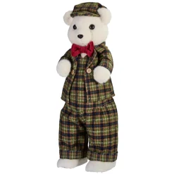 Père Noël, Animaux Et Personnage|KOOPMAN Ours de Noël (H52cm) Teddy carreaux tartan Vert