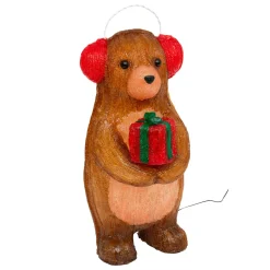 Déco Et Objet Lumineux|JJA Ours lumineux solaire 60 LED (H40 cm) Cache-oreilles Blanc chaud Marron