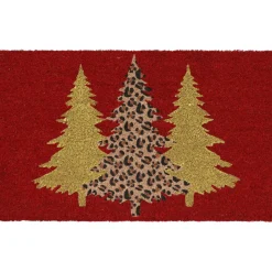 Plaid, Coussin Et Tapis De Noël|LUANCE Paillasson de Noël coco (45 x 75 cm) Sapin Rouge