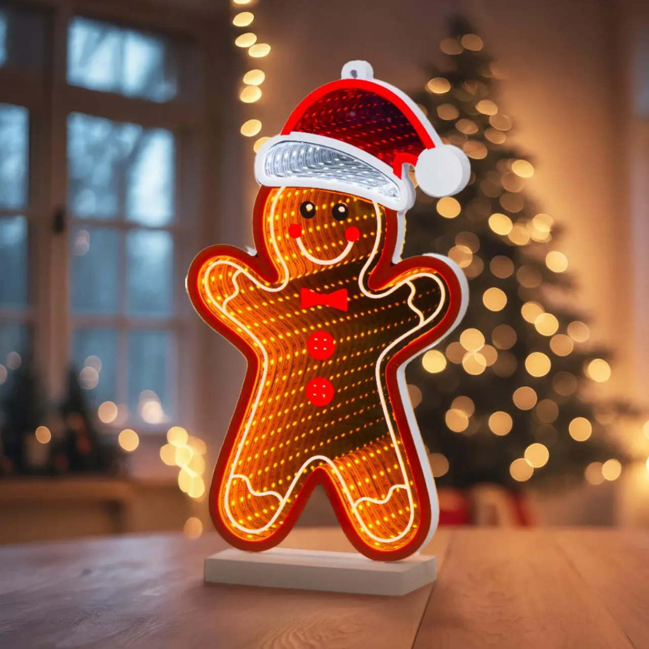 Père Noël, Animaux Et Personnage|Déco Et Objet De Noël|KAEMINGK Pain d'épice lumineux 132 LED (H27 cm) Infinity Multicolore
