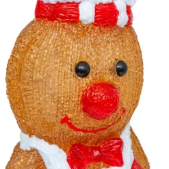 Déco Et Objet Lumineux|JJA Pain d'épices lumineux solaire 25 LED (H28 cm) Petit cuistot Blanc froid Marron