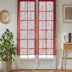 Voilage|EMINZA Paire de voilages passe-tringle effet lin (60 x 160 cm) Robin Terracotta