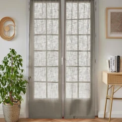 Voilage|EMINZA Paire de voilages passe-tringle effet lin (70 x 200 cm) Robin Taupe