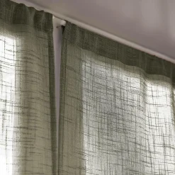 Voilage|EMINZA Paire de voilages passe-tringle effet lin (70 x 200 cm) Robin Vert romarin