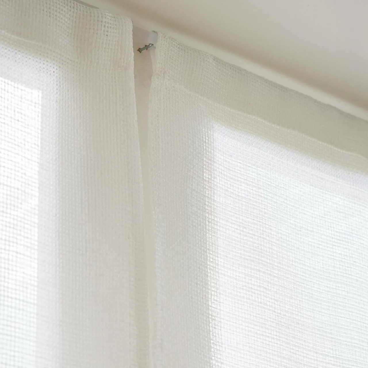 Voilage|EMINZA Paire de voilages passe-tringle effet lin (70 x 200 cm) Luca Blanc