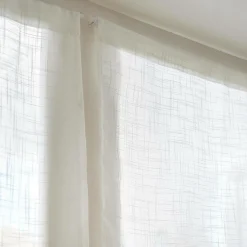Voilage|EMINZA Paire de voilages passe-tringle effet lin (60 x 160 cm) Robin Blanc
