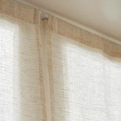 Voilage|EMINZA Paire de voilages passe-tringle effet lin (60 x 120 cm) Luca Beige