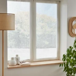 Voilage|EMINZA Paire de voilages passe-tringle effet lin (60 x 90 cm) Luca Blanc