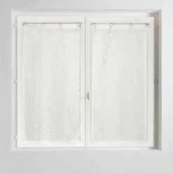 Voilage|douceur d'intu017drieur Paire de voilages tissés œillets bois (60 x 160 cm) Minalisa Blanc