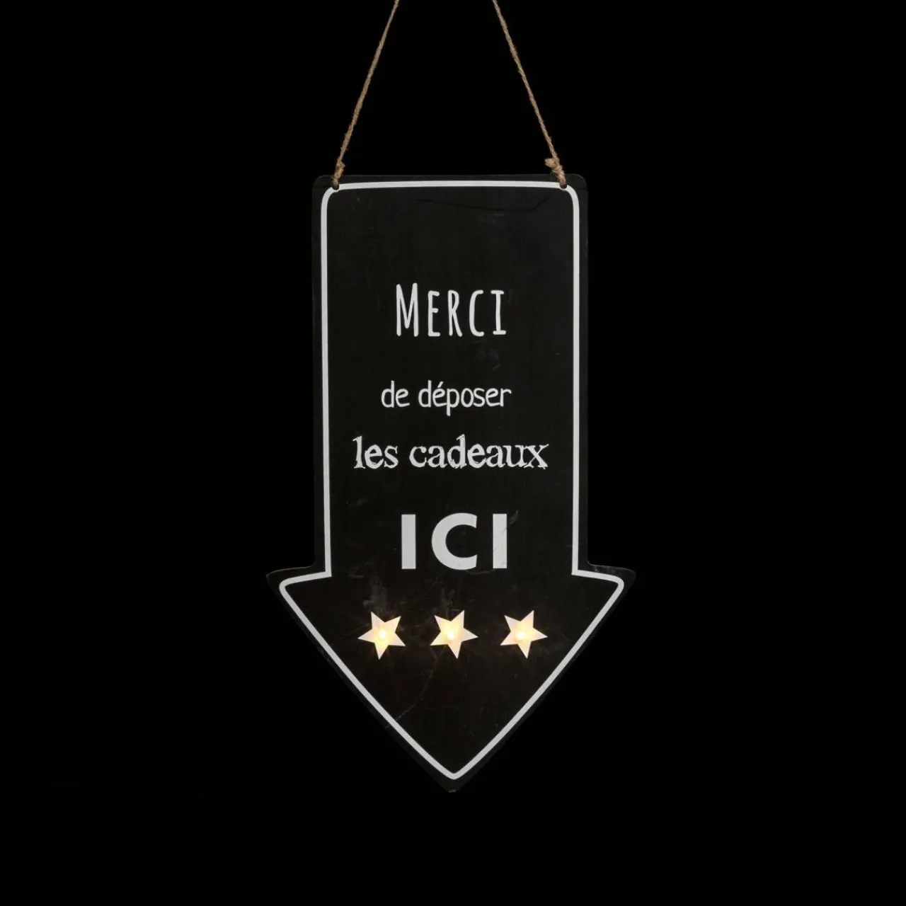 Déco Et Objet De Noël|Déco Et Objet Lumineux|Feeric Lights & Christmas Pancarte lumineuse à piles (H40 cm) Dépôt de cadeaux Blanc chaud