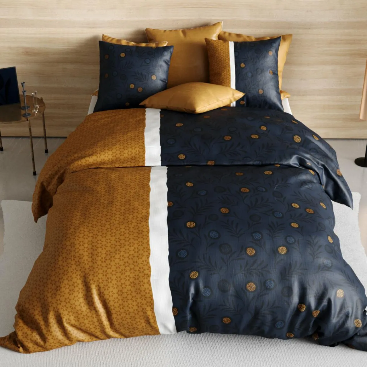 Parure De Lit|ATELIER DU COTON Parure de draps coton lit 90 cm 3 pièces Bel'or Jaune