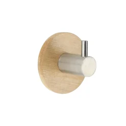 Rangement Salle De Bain|TENDANCE Patère adhesive 3M bambou (D5 cm) Chrome Argent