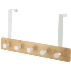 Rangement Salle De Bain|TENDANCE Patère pour porte 5 crochets (L37 x H20 cm) Bambou Blanc