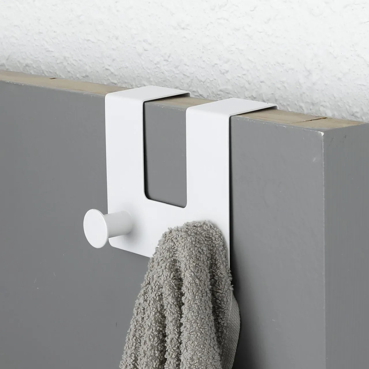 Rangement Salle De Bain|TENDANCE Patère pour porte métal 2 crochets (H10 cm) Blanc