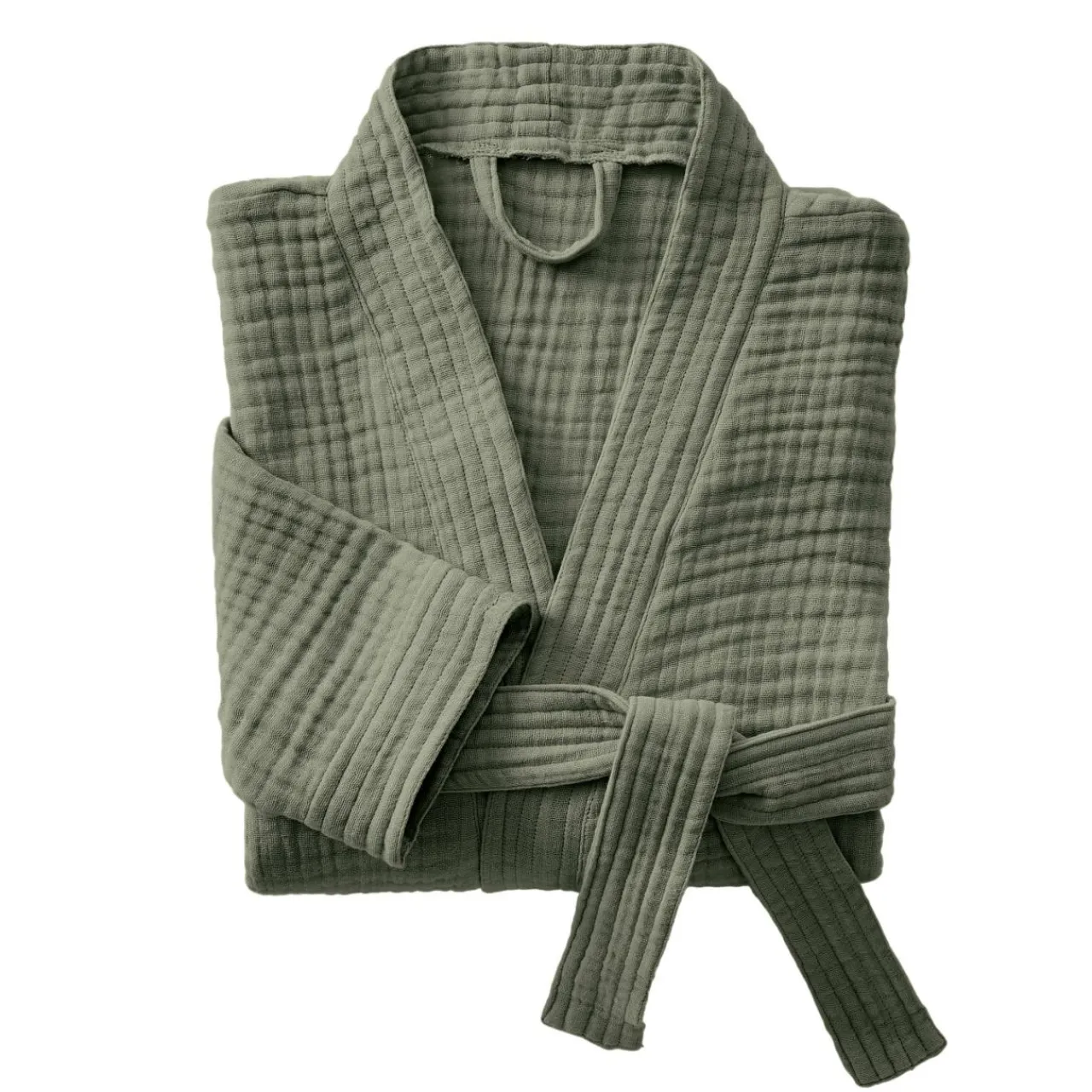 Linge De Bain|Peignoir|EMINZA Peignoir de bain gaze de coton L/XL Gaïa Vert romarin