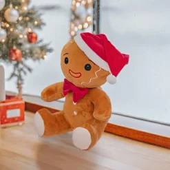 Père Noël, Animaux Et Personnage|FEERIC LIGHTS Peluche de Noël (H25 cm) Bonhomme Pain d'épice Marron