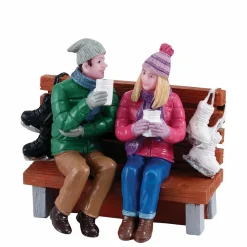 Village De Noël Lemax|LEMAX Personnages Chocolat chaud sur un banc