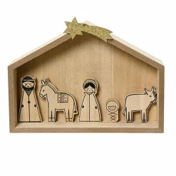 Crèche De Noël|KAEMINGK Petite crèche de Noël en bois (H27 cm) Sainte-Marceline