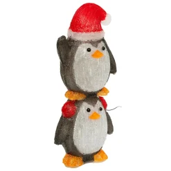 Déco Et Objet Lumineux|JJA Pingouins lumineux solaire 50 LED (H49 cm) Les copains clignotants Blanc froid Gris