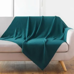 Plaid Et Jeté|DOUCEUR D'INTERIEUR Plaid (150 cm) Tricotine Vert émeraude