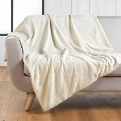 Plaid Et Jeté|douceur d'intu017drieur Plaid bouclette (150 cm) Wooly Ecru Beige