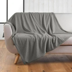 Plaid Et Jeté|douceur d'intu017drieur Plaid bouclette (125 x 150 cm) Wooly Gris
