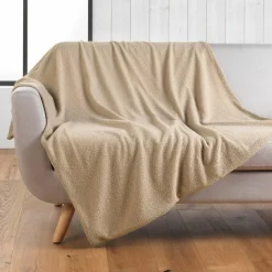 Plaid Et Jeté|DOUCEUR D'INTERIEUR Plaid bouclette (125 x 150 cm) Wooly Beige
