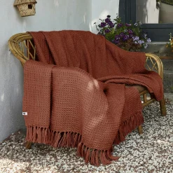 Plaid Et Jeté|Couvre-Lit Et Édredon|L'EFFET PAPILLON Plaid canapé matière recyclée (180 x 220 cm) Gabin Terracotta