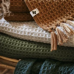 Plaid Et Jeté|Couvre-Lit Et Édredon|L'EFFET PAPILLON Plaid canapé matière recyclée (130 x 160 cm) Gabin thym Vert