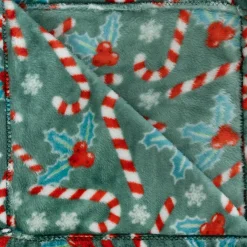 Plaid, Coussin Et Tapis De Noël|FEERIC LIGHTS Plaid de Noël (130 x 180 cm) Houx et sucre d'orge Vert