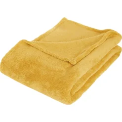 Plaid Et Jeté|ATMOSPHERA Plaid doux (180 cm) Tendresse Jaune ocre