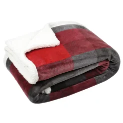 Plaid Et Jeté|LOVELY CASA Plaid doux (130 x 160 cm) Ecossais Rouge