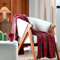 Plaid Et Jeté|STOF Plaid doux (130 x 160 cm) Willis Rouge