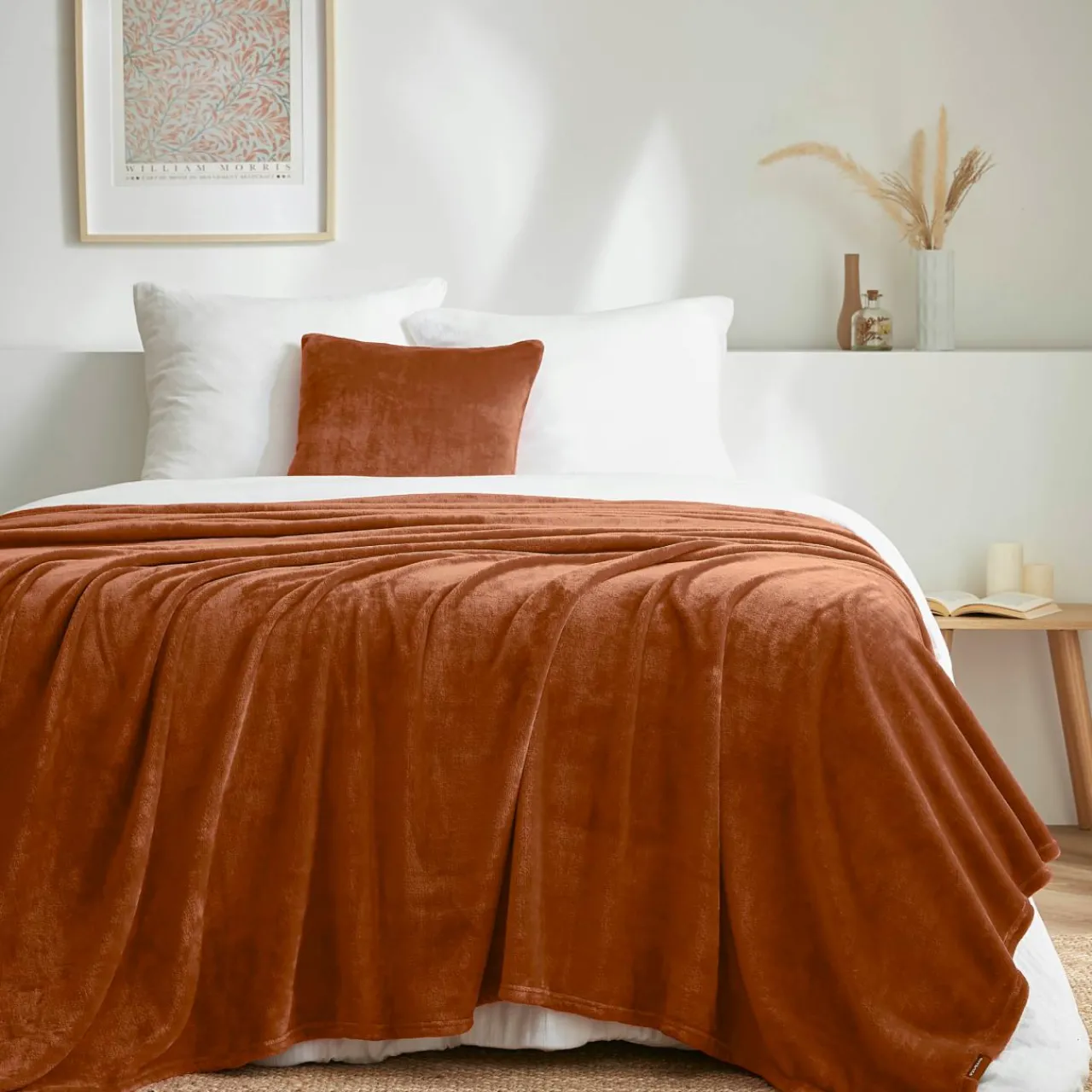 Plaid Et Jeté|EMINZA Plaid doux flanelle (180 x 230 cm) Didou Cuivre