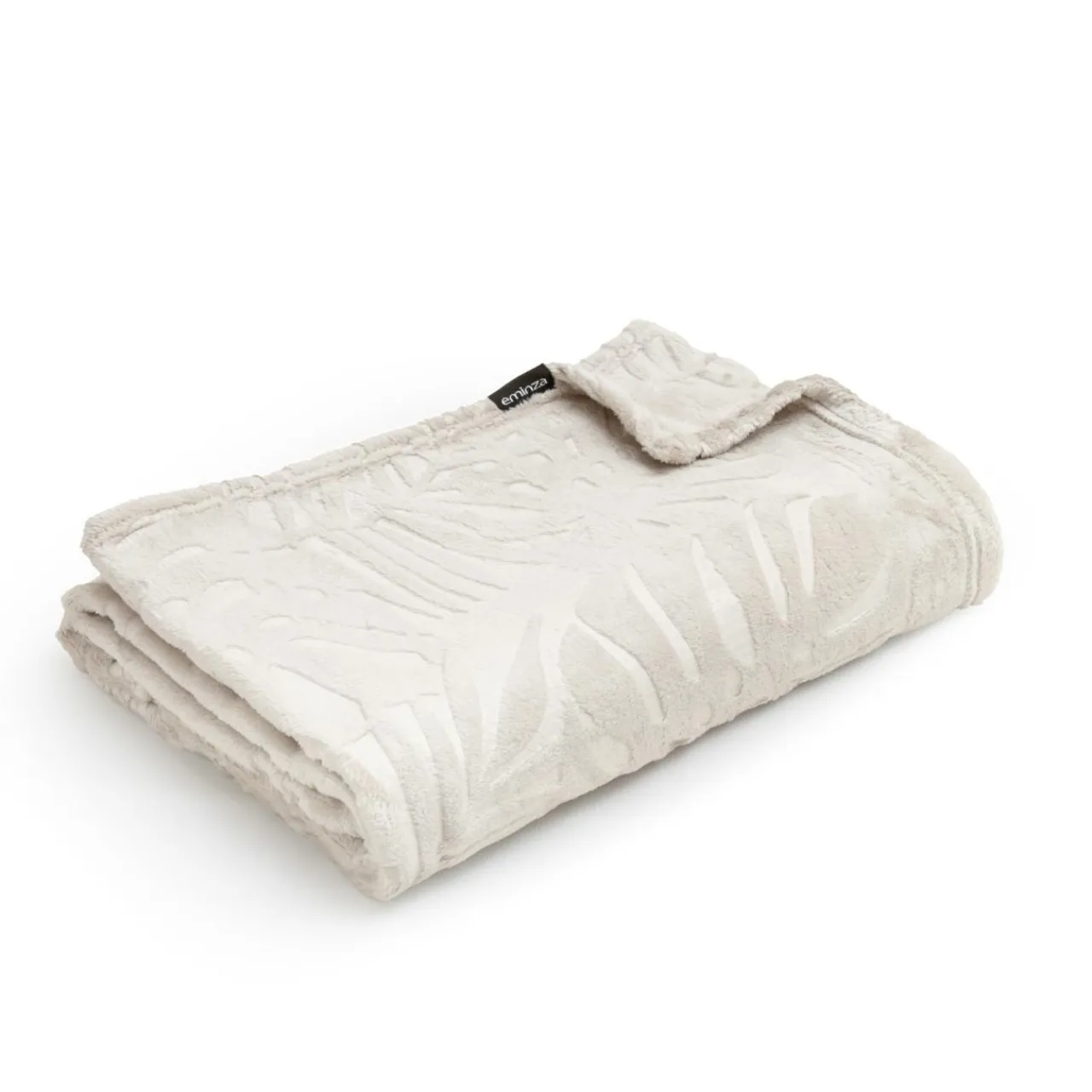 Plaid Et Jeté|EMINZA Plaid doux flanelle (220 x 240 cm) Flore Ecru