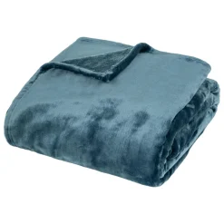 Plaid Et Jeté|Atmosphera, cru017dateur d'intu017drieur Plaid doux flanelle (180 x 230 cm) Cuddly Bleu foncé Bleu marine