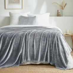 Plaid Et Jeté|EMINZA Plaid doux flanelle (220 x 240 cm) Didou Gris clair